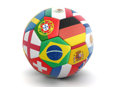 Soccer football with flags. Image with clipping path