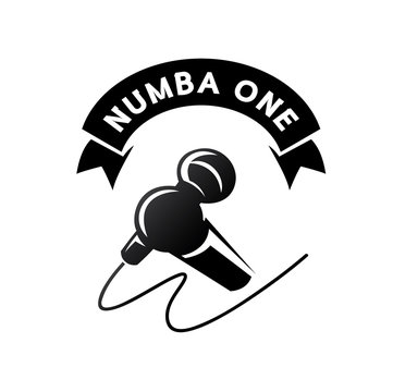 number one logo with hand held microphone