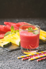 Glass of fresh watermelon juice