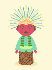 Ondel-ondel Jakarta Anniversary Traditional Puppet Mascot Symbol from Indonesia vector illustration cartoon character design.
