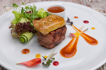 Foie gras on a white plate
