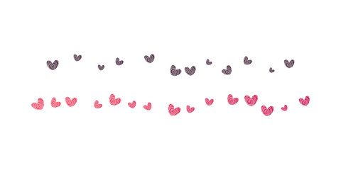 Background with different colored confetti hearts 