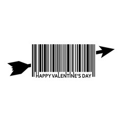 Icono plano codigo de barras HAPPY VALENTINES DAY flecha negro