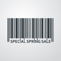 Icono plano codigo de barras SPECIAL SPRING SALE en fondo degradado