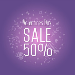 Valentine's day sale text with gift.