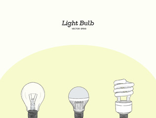 Vector hand drawn illustration of the light bulb.