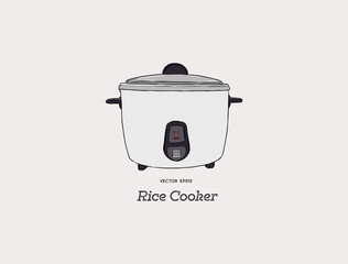 rice electric cooker oven vector.