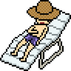 vector pixel art beach bed