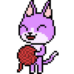 vector pixel art cat friendly
