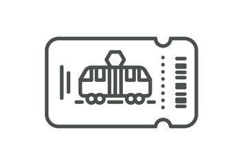 Vector Tram ticket. Simple flat line art style