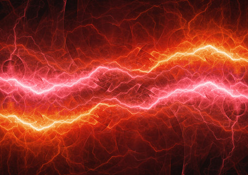 Burning hot plasma lightning, abstract power background