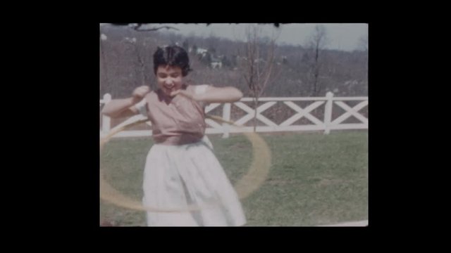1959 Young girl Hula Hoops