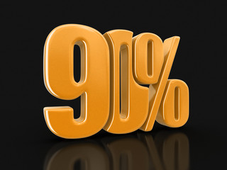 Sign 90%. Image with clipping path