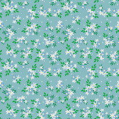 Fashionable pattern in small flowers. Floral seamless background for textiles, fabrics, covers, wallpapers, print, gift wrapping and scrapbooking. Raster copy.