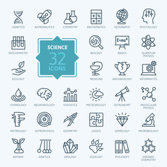 Science, scientific activityelements - minimal thin line web icon set. Outline icons collection. Simple vector illustration.