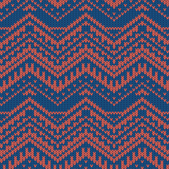 seamless vector pattern with zigzag ornament, winter knitted  background