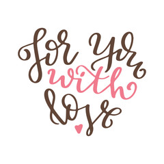 Hand drawn poster with love elements. Brush calligraphy. Happe Valentines Day. Vector illustration