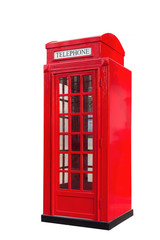 Obraz premium red telephone box on white
