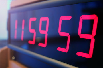 Red digital Timer, numbers counting.