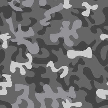 Seamless camouflage pattern in gray tones