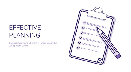 Effective Planning Concept Time Management Template Web Banner With Copy Space Vector Illustration