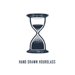 Hand drawn hourglass textured vector illustration.
