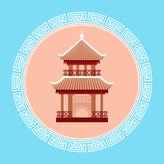 Temple Seoul Landmark Icon South Korea Travel Destination Concept Flat Vector Illustration