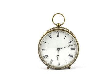 Vintage Antique Retro Clock on White Background