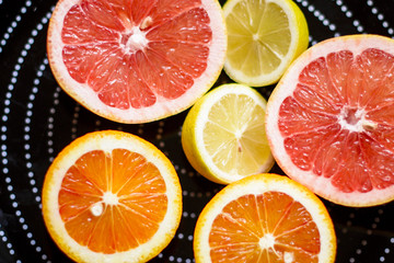 dish with citrus fruits