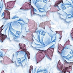 Floral seamless pattern 21. Watercolor background with beautiful roses