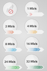 Internet Connection Speed Icons. Vector incoming internet speed icons.