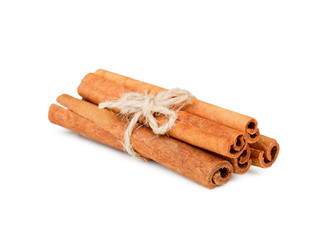 Cinnamon sticks isolated on white background.