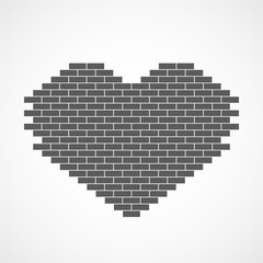 Heart shaped brick wall. Vector illustration.