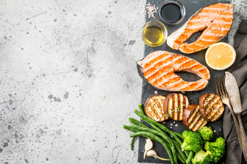 Grilled salmon steaks