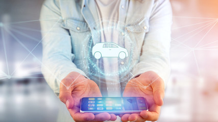 Car icon on a futuristic interface
