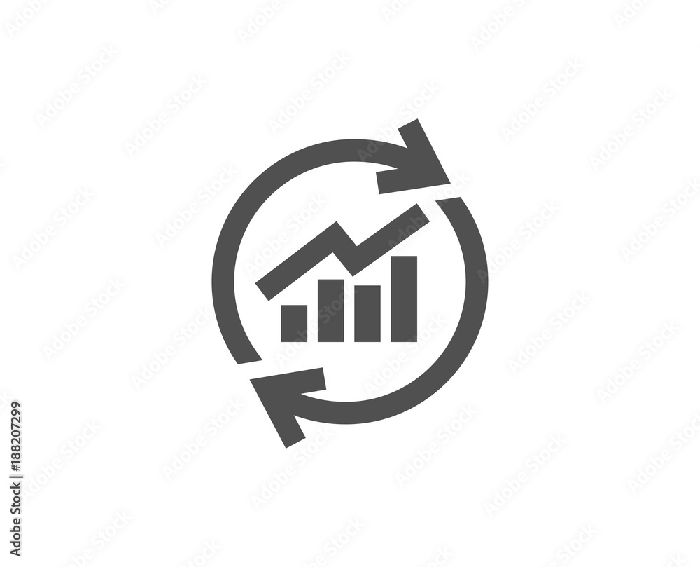 Poster chart simple icon. update report graph or sales growth sign. analysis and statistics data symbol. qu