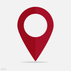 Vector image  positioning on the map. Mark GPS icon. Red icon location drop pin on a light background