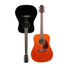 Obraz na płótnie Canvas Musical instrument - Black and tiger maple acoustic guitar