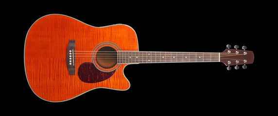 Fototapeta na wymiar Musical instrument - Flame maple cutaway acoustic guitar