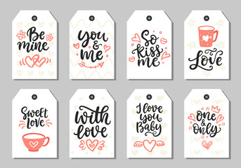 Hand drawn Valentines Day collection with brush lettering