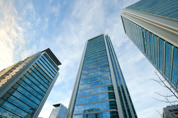 Modern buildings at Isidora Goyenechea Street, a wealthy financial district in Las Condes district,...