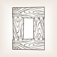Wooden number 0 engraving vector illustration