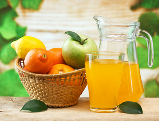 various fruits and juice