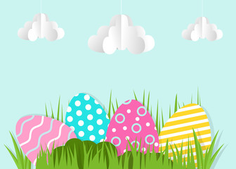 Happy Easter greeting card. A realistic vector image that simulates paper cut