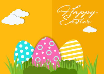 Happy Easter greeting card. A realistic vector image that simulates paper cut