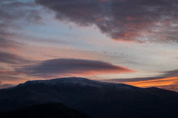 Fototapeta na wymiar Beautiful sunrise in Tarcu Mountains