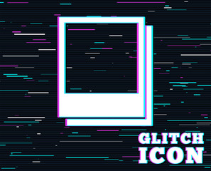 Glitch effect. Photo frames template sign icon. Empty photography symbol. Background with colored lines. Vector