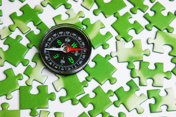 compass on the green puzzle