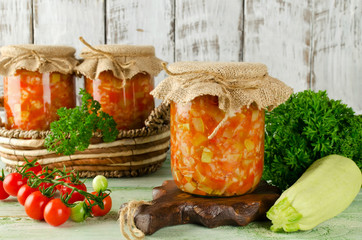 Salad with zucchini, rice and paprika