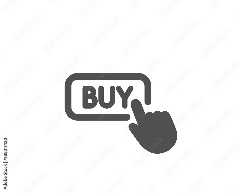 Poster click to buy simple icon. online shopping sign. e-commerce processing symbol. quality design element